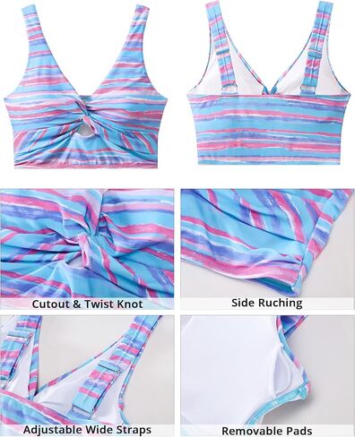 قمم بيكيني كبريت للنساء تانكنيني تانكينيات الأزهار المطبوعة على الشاطئ المطبوخ بعقدة مقطوعة in Kuwait