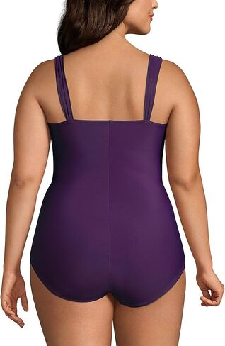 Lands' End Womens Slender Suit Grecian One Piece Swimsuit BlackBerry Plus 16w in Saudi Arabia