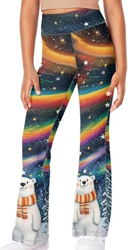 Girls Leggings Floral Print High-Waisted Flared Pants 5-14 Years in Saudi Arabia