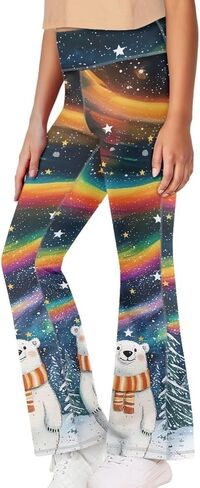 Girls Leggings Floral Print High-Waisted Flared Pants 5-14 Years in Saudi Arabia