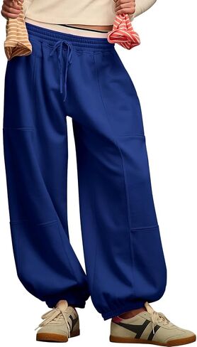 PEHMEA Women's Wide Leg Sweatpants Baggy Athletic Jogger Pants Drawstring Streetwear Trousers with Pockets in Saudi Arabia