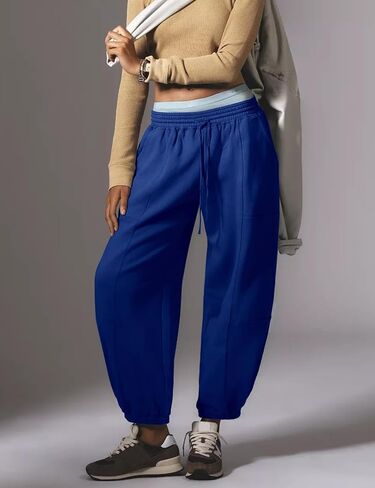 PEHMEA Women's Wide Leg Sweatpants Baggy Athletic Jogger Pants Drawstring Streetwear Trousers with Pockets in Saudi Arabia
