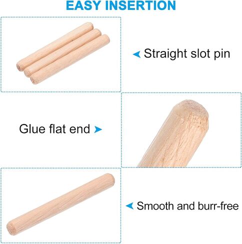 PATIKIL 1/4 Wooden Dowel Pins, 144 Pcs M6x30mm Wood Dowel Pins Hardwood Pegs Fluted Groove Easy Insertion for Crafts Furniture Door Art in Saudi Arabia