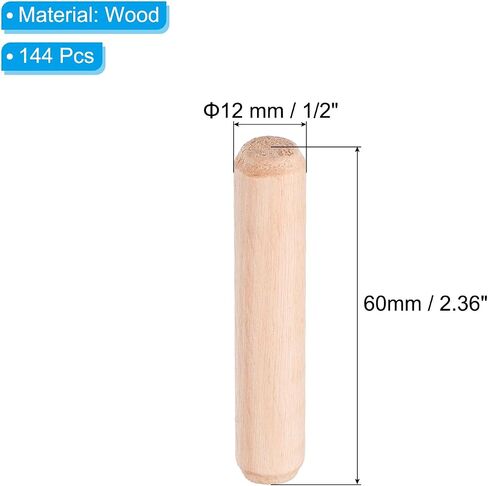 PATIKIL 1/4 Wooden Dowel Pins, 144 Pcs M6x30mm Wood Dowel Pins Hardwood Pegs Fluted Groove Easy Insertion for Crafts Furniture Door Art in Saudi Arabia