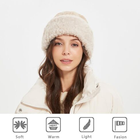 Winter Hats Knit Beanie Skull Cap Russian Faux Fur Hat Fluffy Bucket Hat Snow Cap for Women in Kuwait