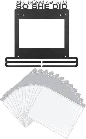 حامل الميداليات عرض شماعات الكأس عداء إطار الميدالية الأسود للجمباز ، حامل الميداليات ميداليات رف وحامل الجوائز مع 12 قطعة حقائب حماية الميداليات للرياضيين المصارعة الرياضية in Kuwait