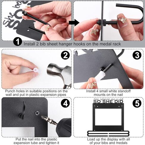 حامل الميداليات عرض شماعات الكأس عداء إطار الميدالية الأسود للجمباز ، حامل الميداليات ميداليات رف وحامل الجوائز مع 12 قطعة حقائب حماية الميداليات للرياضيين المصارعة الرياضية in Kuwait