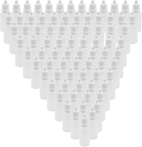 100 قطعة من زجاجات القطارة البلاستيكية سعة 15 مل/0.5 أونصة من Waziaqoc، زجاجة قطارة عين فارغة قابلة للعصر مع غطاء لولبي للزيوت العطرية والمحلول الملحي in Kuwait