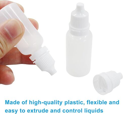 100 قطعة من زجاجات القطارة البلاستيكية سعة 15 مل/0.5 أونصة من Waziaqoc، زجاجة قطارة عين فارغة قابلة للعصر مع غطاء لولبي للزيوت العطرية والمحلول الملحي in Kuwait