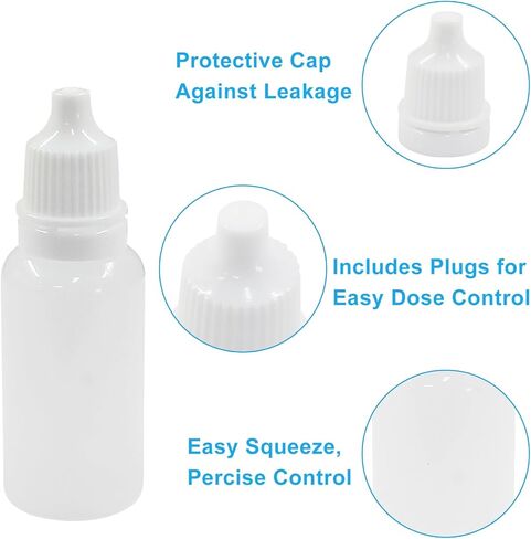 100 قطعة من زجاجات القطارة البلاستيكية سعة 15 مل/0.5 أونصة من Waziaqoc، زجاجة قطارة عين فارغة قابلة للعصر مع غطاء لولبي للزيوت العطرية والمحلول الملحي in Kuwait