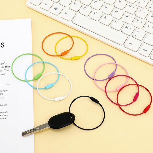 20 Pcs Stainless Steel Wire Keychains, Wire Key Rings Kit Metal Colored Key Ring Loop Holder Coated Keychain Cable Multicolor Wire Keychains for Travel Luggage Tag Keys in Saudi Arabia