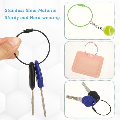 20 Pcs Stainless Steel Wire Keychains, Wire Key Rings Kit Metal Colored Key Ring Loop Holder Coated Keychain Cable Multicolor Wire Keychains for Travel Luggage Tag Keys in Saudi Arabia