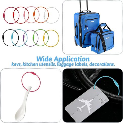 20 Pcs Stainless Steel Wire Keychains, Wire Key Rings Kit Metal Colored Key Ring Loop Holder Coated Keychain Cable Multicolor Wire Keychains for Travel Luggage Tag Keys in Saudi Arabia