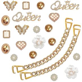 Bling Shoe Charms for Women,Golden Girly Chains Charms for Shoe Jewelry,Diamond Shoe Decoration Charms,DIY Designer Shoe Accessories for Party Favor