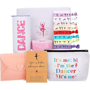 Gifts for Dancer,Dance Gifts Box with 15oz Tumbler Elastic Headband Bracelet Makeup Bag Stretch Bands,Inspiring Ballet Recital Gift for Dancers, Dance Teachers, Competitions, or Birthdays