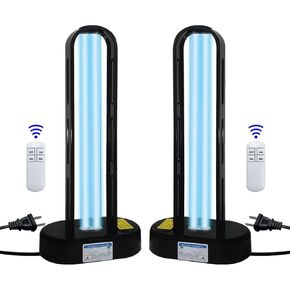 BAIMNOCM UV-C Lamp for Dust Mite 38 Watt 2 Pack, UVC Germicidal Lamp with Remote Control, UV Disinfection Light Bulb, Ultraviolet Light for Room Basement/Bedroom/Kitchen
