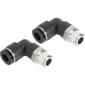 PATIKIL Male Elbow Tubing Push to Connect Fittings, 2 Pack Male Elbow 1/4 Inch Tube OD x 1/8 Inch NPT Thread 90 Push to Connect Fittings for Air Water