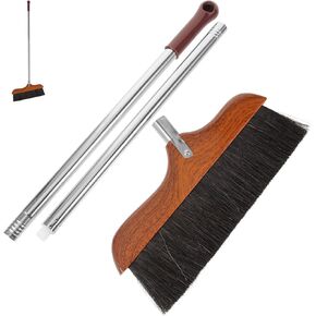 Hemoton Horsetail Indoor Dust Broom with Stainless Steel Long Handle,Indoor Angle Broom,Floor Sweeping Cleaning Broom,Household Floor Broom,Soft Bristles Broom,House Kitchen Lobby Broom