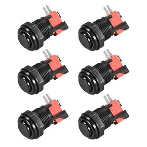 uxcell 27mm Mounting Hole Momentary Game Push Button Switch with Micro Switch for Arcade Video Games Black 6pcs