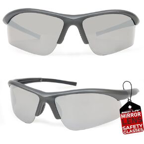 BISON LIFE Sport MTX Gray Mirror Lens Black Temple Safety Glasses, ANSI Z87+, Impact Resistant, Anti-Scratch UV Protection Lens for Shooting, Yard Work, Cycling, and Outdoor Activities (1 Pack)