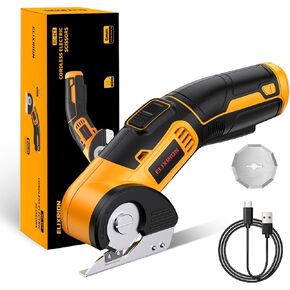 Cordless Electric Scissors, fabric scissors, rotary cutter, for Cutting Carpet, Cardboard, Leather, Paper, Plastic.yellow.
