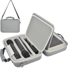 Wireless Microphone Case for JBL for Singing for TONOR for Shure for Bietrun for ALPOWL Two Microphone System DIY Foam Fits for Different Size Mic, Receiver, Audio Cable(Box Only) (Black)
