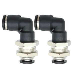 Elbow and Straight Combination 3/8" Tube OD Push to Connect Fitting Bulkhead Elbow Air Pneumatic Push to Connect Fitting 2PCS