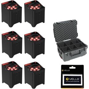 CHAUVET DJ Freedom Par T6 Battery-Powered RGB LED PAR with Wireless DMX (x6 pcs) Bundle with SKB iSeries 3i-201510PAR Chauvet Freedom PAR Case and Anti-Static Screen Cleaning Wipes (5-Pack)