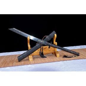 Chinese Sword,KangXi BaoDao,Handmade,Weapon(Damascus Blade,Alloy Fittings,Black Skin Scabbard)