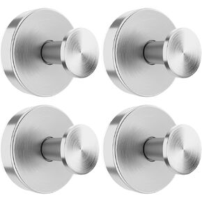 Suction Cup Hooks for Glass Window,Shower Kitchen,Removable Shower Hooks for Hanging Heavy Duty,Metal Towel Hooks for Bathrooms,4 Pack(Silver)