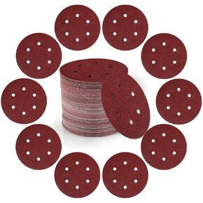 100pcs 6 Inch 6 Hole Sanding Discs Set Hook and Loop Sanding Discs Sand Paper for Random Orbital Sander 80 Grit