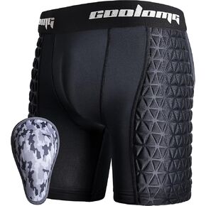 COOLOMG Men Adult Baseball Sliding Shorts with Foam Athletic Cup Padded Compression Short for Softball Football Hockey