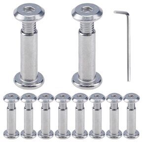 M4 x 8mm Binding Post Screw Hex Drive Socket Cap Bolts Stainless Steel Binding Bolts and Barrel Nuts Kit, for Furnitures Leather Belt Buckle, 10 Sets