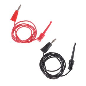 2PCS 4MM Stackable Banana Plug to Test Hook Clips Multimeter Test Leads Mini-Grabber Connector Electronic DIY Tools 100cm