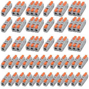 Linkstyle 60PCS Lever Wire Connectors Kit, Wire Splice Connectors Push-in, 2/3/4/5/6 Port