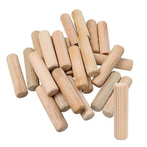 120PCS 3/8" x 1-1/2" Wooden Dowel Pins Straight Grooved Pins with Beveled Ends Tapered for Furniture Door and Art Projects
