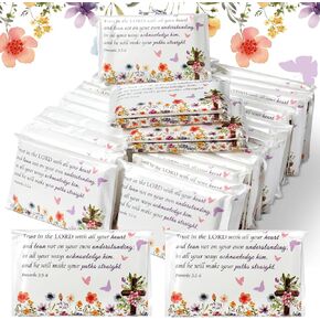 Sinmoe 60 Pack Christian Pocket Tissues Bible Verse Travel Tissues Wallet Facial Tissues Mini Travel Size Tissues Pack Graduation Religious Party Favors(Flower)