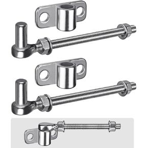304 Stainless Steel Wall Mount Gate Hinge, M12x 6'' J Bolt Gate Hinge for Farm Gate, 2Pack Gate Hinges for Wooden Fences Heavy Duty, One Piece Horizontal Mount Gate Hinge for Chain Link Gate