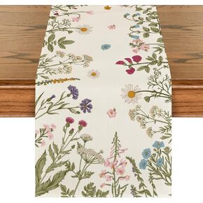 Artoid Mode Flowers Spring Table Runner, Seasonal Kitchen Dining Table Decoration for Home Party Decor 13x72 Inch