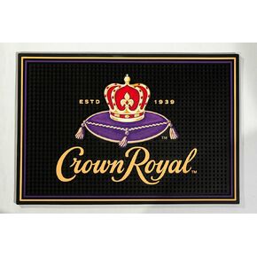 سجادة بار Crown Royal - مقاس 45.72 × 30.48 سم، ملحق بار متين وآمن للغسل في غسالة الأطباق مع شعار التاج الأيقوني للحانات المنزلية ومحبي الويسكي