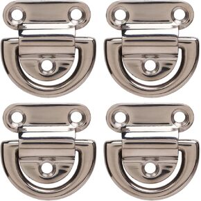 Folding Pad Eye, 4 Sets Stainless Steel Folding Pad Eye Polishing Rustproof D Rings Deck Folding Pad Eye for Marine Yacht Folding Pad Eye 316 Pad Eye