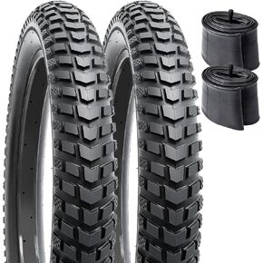YUNSCM 2-PCS 26" Bike Tires 26 x 3.0/76-559 and 26" Heavy Duty Bike Tubes Schrader Valve Compatible with 26x3.0 26X3 Fat E-Bike All-Terrain Directional Tread Bicycle Tires and Tubes (Y-1138)
