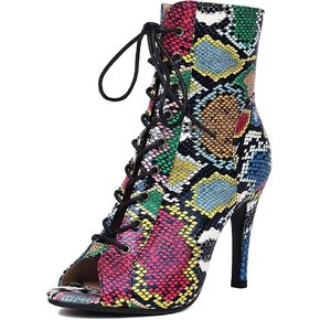 Women's Latin Dance Boots Peep Toe lace-up Ballroom Latin Salsa Ankle Dance Boots