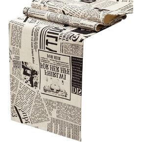 Newspaper Printed Table Runner (12 X 72 inch, Cotton & Linen ) for Book Club Table Decor, Newspaper Theme Party, Bookish Birthday Party, Farmhouse Decor, Rustic Wedding, Dining Table