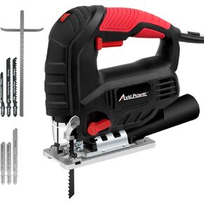AVID POWER Electric Jig Saw, 5.0A 3000 SPM Corded Jigsaw with Variable Speed, Bevel Angle (0°-45°), 6PCS Blades and Scale Ruler