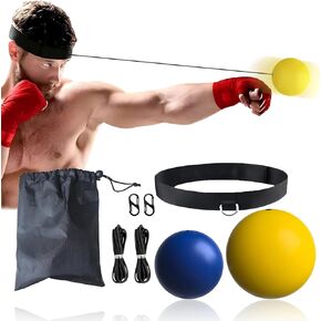 Boxing Reflex Ball 3-Piece Set - 2 Boxing Balls with Different Weights and 1 Adjustable Headband to Improve Speed ​​and Hand-Eye Coordination, Boxing Gear for Men and Kids