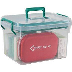 Zopnny Plastic First Aid Storage Container, Household First Aid Organizer, Clear Medical Storage Box, 1 Pack