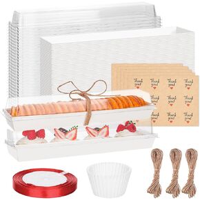 50 Pack macaron boxes, truffle chocolate covered strawberry gift boxes,11.81×2.6×4.5 candy boxes for homemade candy fudge Cocoa Bombs with