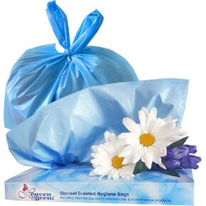 Heaven Scent Hygiene Bags Discreet Waste Disposal (Made in the USA) for Adult Briefs & Feminine Products - Mild Baby Powder Scented Trash Bags - Small, 50 Bags