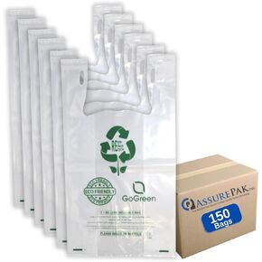 Eco Friendly Thick Reusable T-Shirt Bags - 1/6 BBL - 11.5"X6.5"X21" - 150 Bags - 4.0 Mil - 101 Mic - Clear